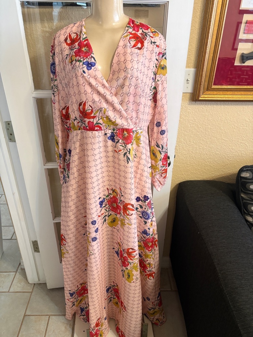 Pink Floral Maxi  Dress